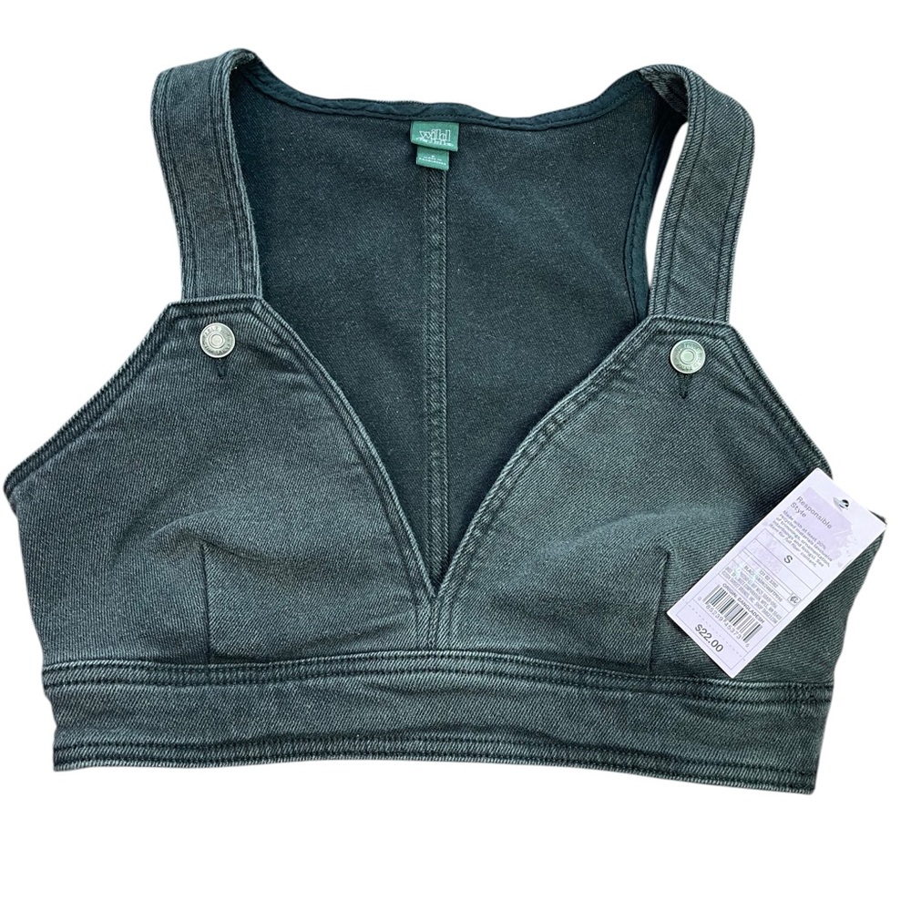 Wild Fable Jean Corset Crop Top black wash size small